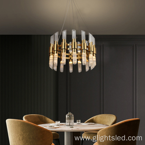 Luxury Villa Round Glass LED Chandelier Pendant Light